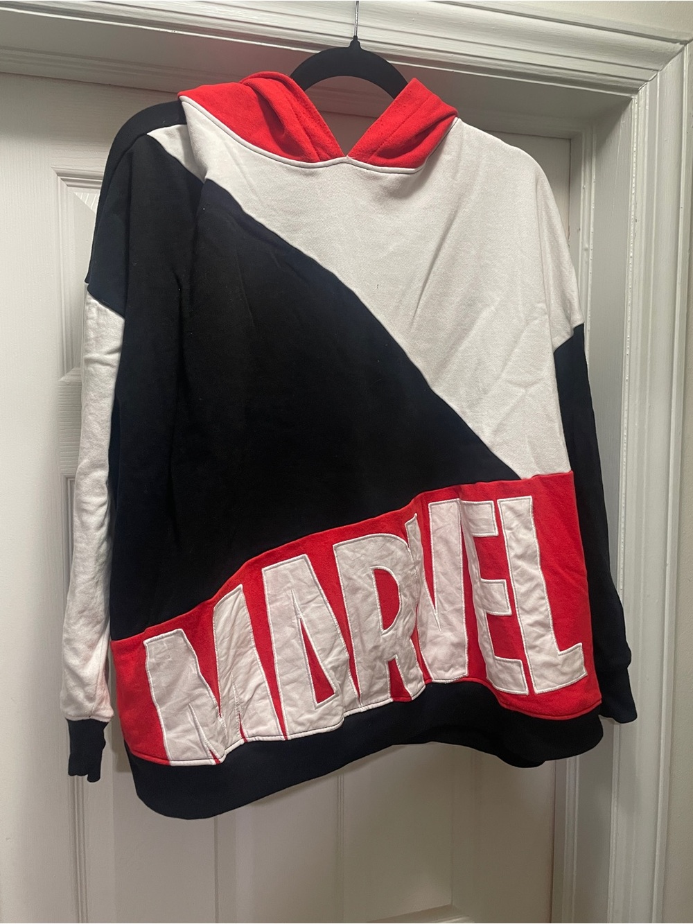 Marvel Men’s Colorblock Hoodie in Red, Black & White